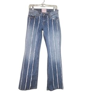 REVICE Wide Leg Jeans with white vertical fray stripe, sz 26